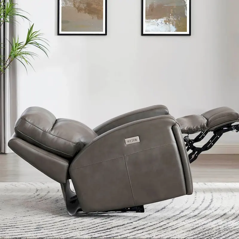 Hydeline Venice Zero Gravity Power Recline and Headrest Top Grain Leather Recliner with Cup Holder