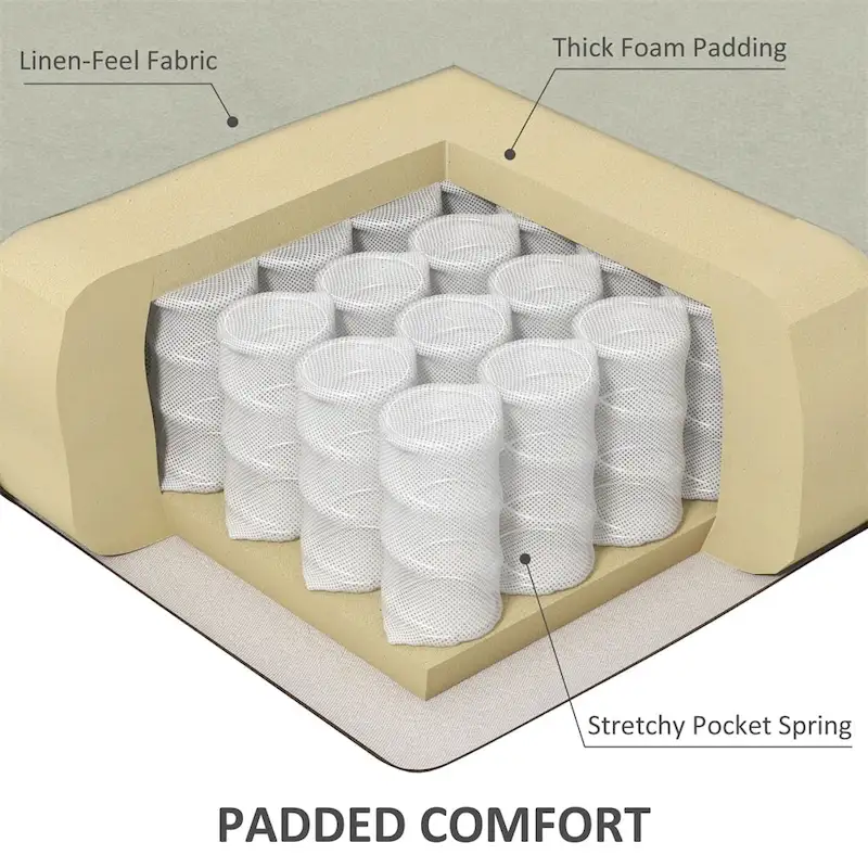 Massage Linen Recliner Chair with Heat,Footrest and Side Pocket