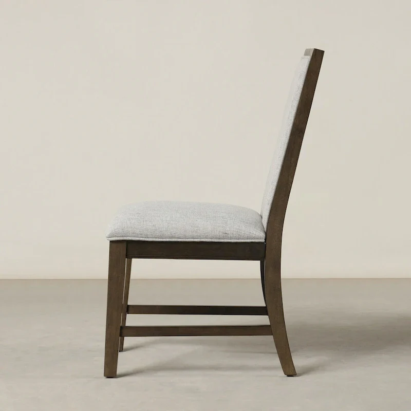 Roundhill Furniture Aberll Solid Wood Upholstered Dining Chairs, Set of 2, Gray