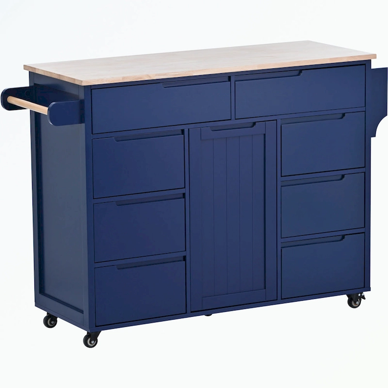 Kitchen Cart with Rubber Wood Countertop