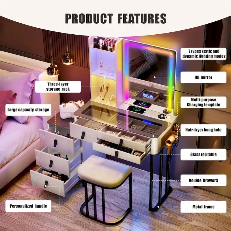 Makeup Vanity with LED Light