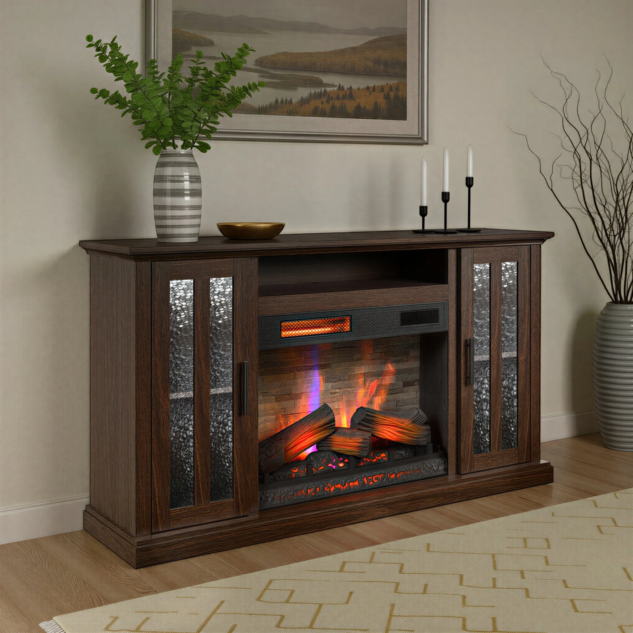 duraflame? Farmhouse Electric Fireplace TV Stand Media Console