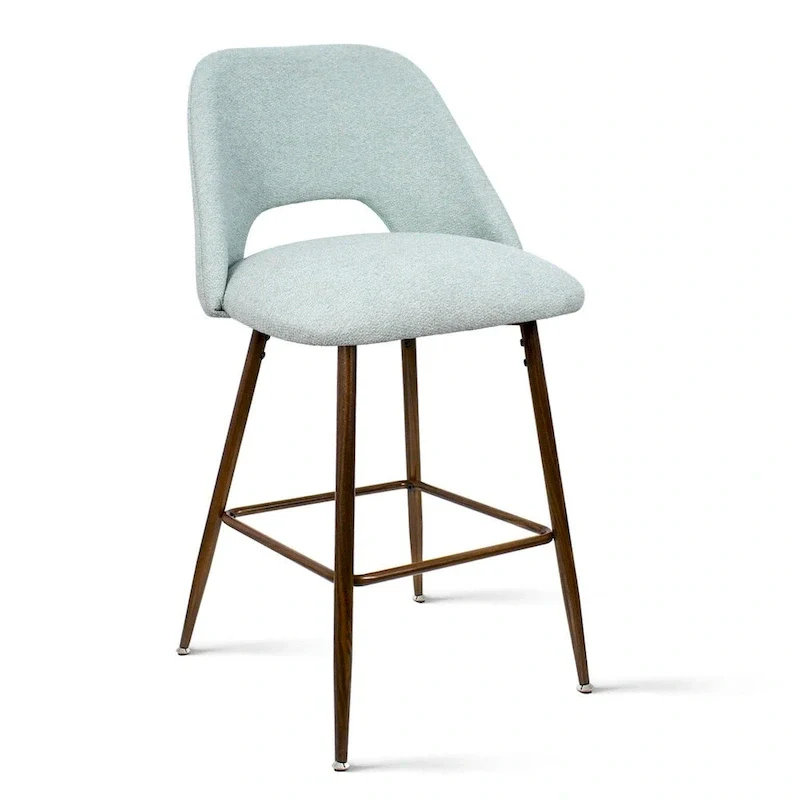 Upholstered Modern Bar Stool Walnut Leg (Set of 2)