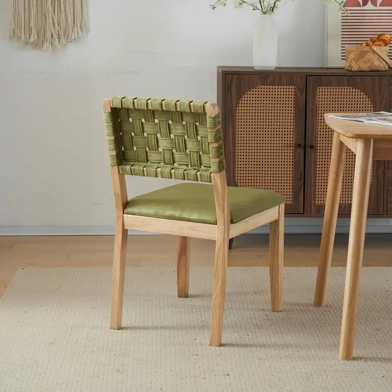 Mid Century Modern Wooden Dining Chairs Set of 2