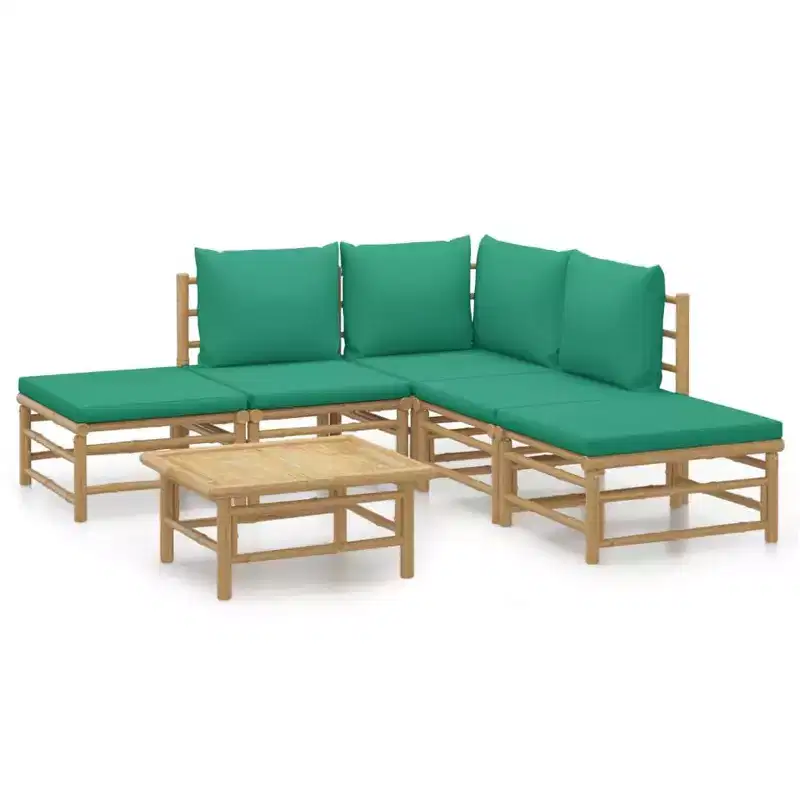 vidaXL Garden Lounge Set, Bamboo Bamboo, Fabric (100% polyester)