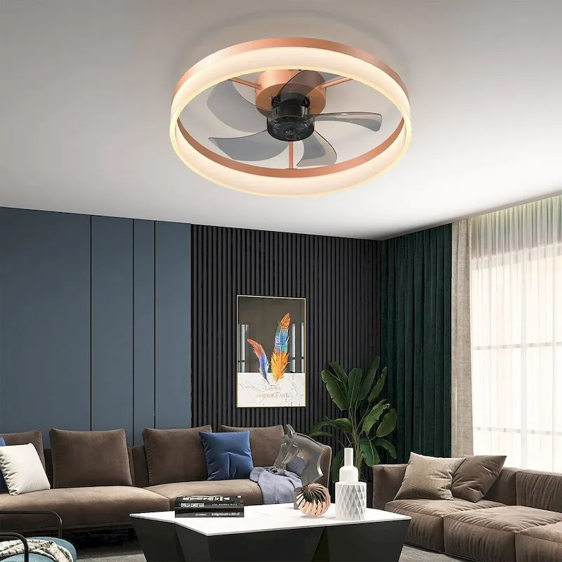 Modern Dimmable LED Recessed Mount Ceiling Fan Light with Remote Control