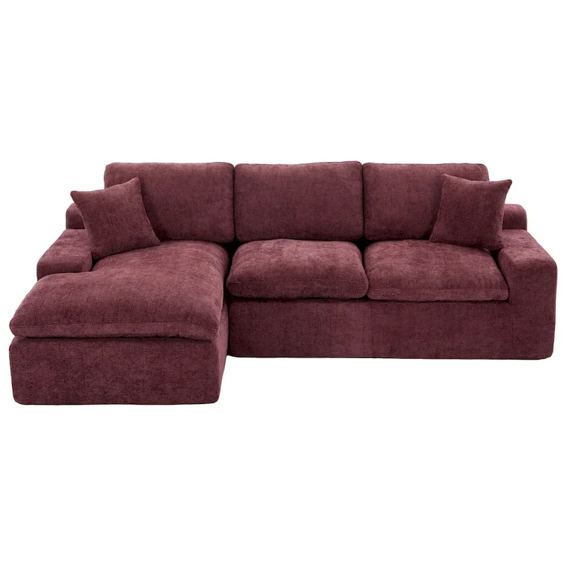 L-Shaped Reversible Sectional Sofa Chenille Fabric Couch Chaise