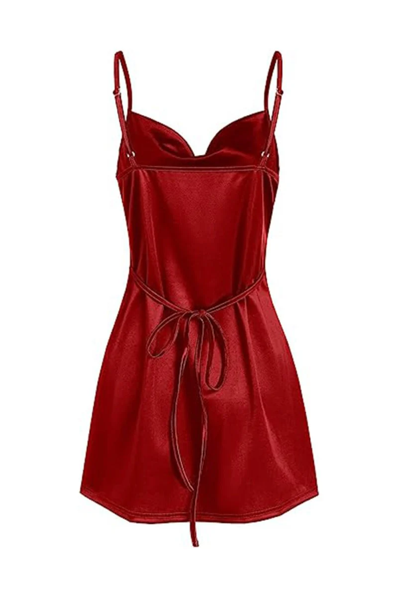 Simple Cowl Neck Champagne Satin Homecoming Dress