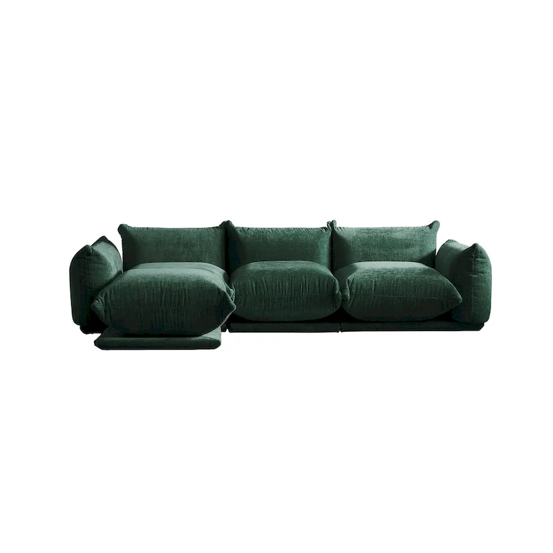 104 L-shape Chenille Modular Sofa Modern Sectional Semi-firm Sofa Couch with Ottoman