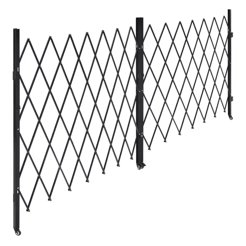 VEVOR Double Folding Security Gate, Lockable Scissor Gate with 360 Swivel Casters, 145.67 x 86.81 in (W x H), Black