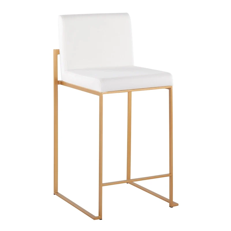 Black/Grey/White High Back Upholstered Counter Stool, Set of 2, 1-Person