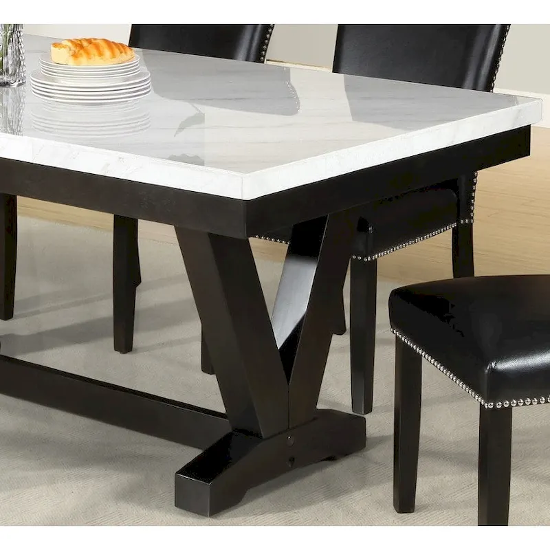 Steve Silver Fenton White Marble Dining Set