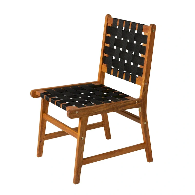 Indoor-Outdoor Armless Dining Side Chair, Black