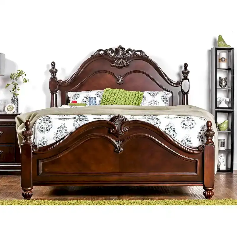 Furniture of America Diva Cherry Solid Wood Four Poster Bed