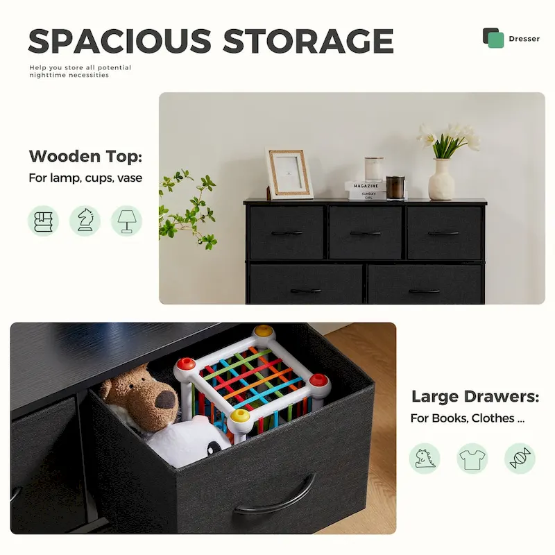 Tall Dresser Storage Tower with 9 Fabric Drawers