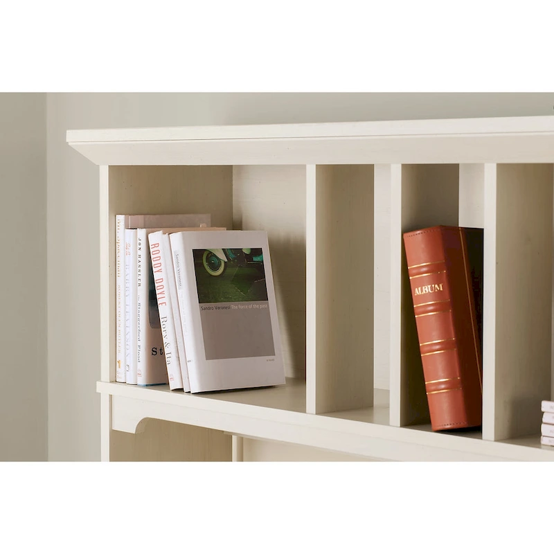 Salinas 60W L Shaped Desk with Hutch and 5 Shelf Bookcase in White