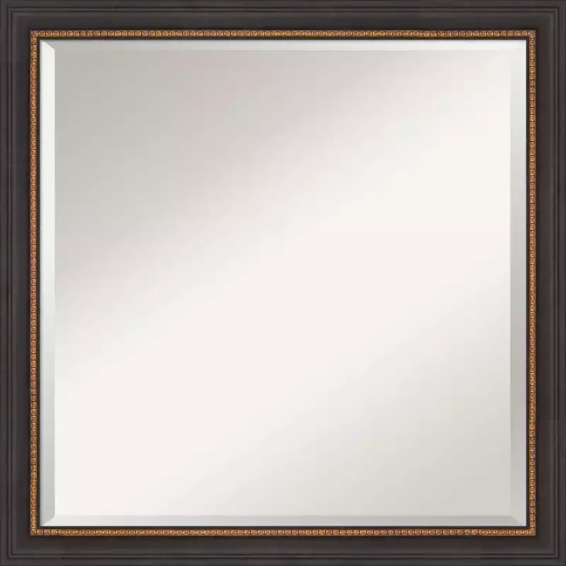 23" x 23" Beveled Ashton Black Wood Wall Mirror - Amanti Art: Modern Square, No Assembly Required