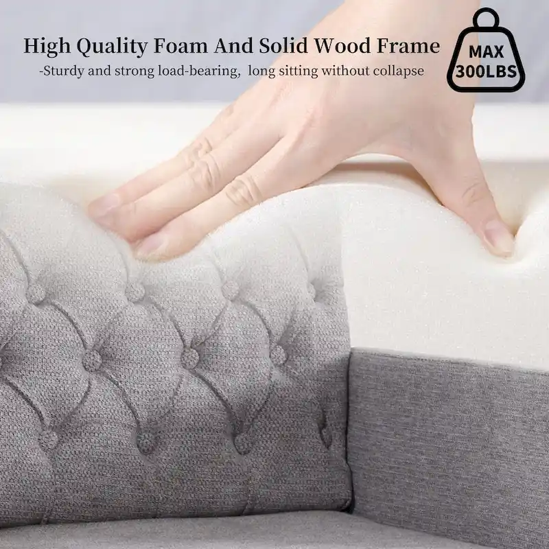 HOMYKA Sherpa Accent Chair Button Tufted Upholstered Linen Velvet Modern Armchair