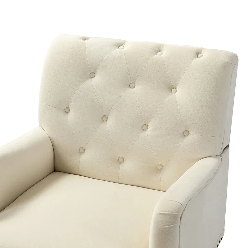 Velvet Button Tufted Accent Chair with Nailhead Trim