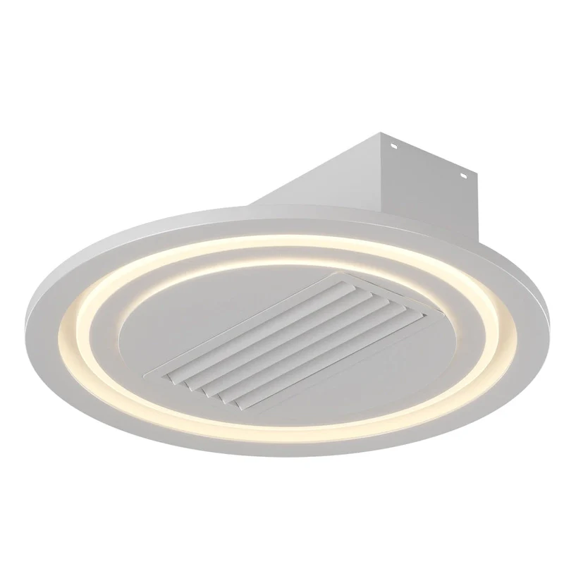 Cusp Barn 22-Inch Modern White Leafless LED Ceiling Fan with Light, 6-Speed Reversible Ceiling Fan Light with Remote Control