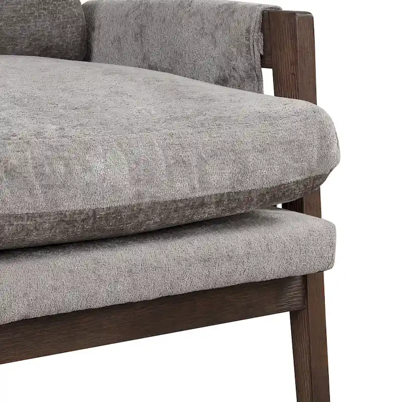 Mid-Century Velvet Solid Wood Accent Chair with Thick Seat Cushion