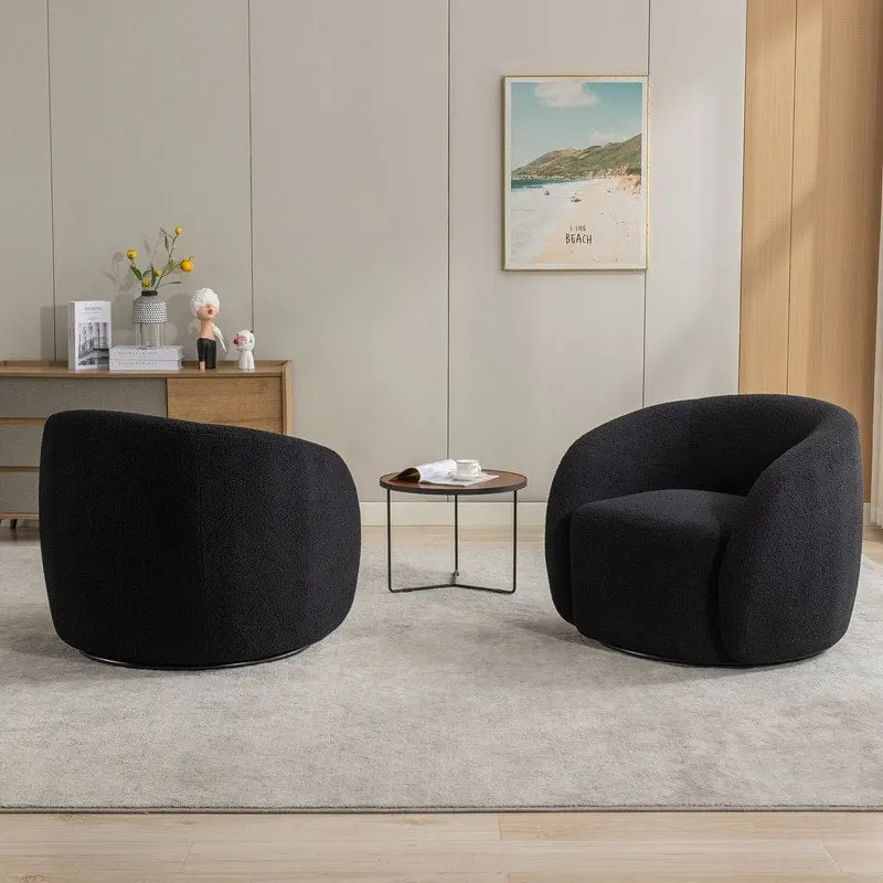 SEYNAR Modern Glam Upholstered 360 Degree Swivel Accent Armchair Set of 2
