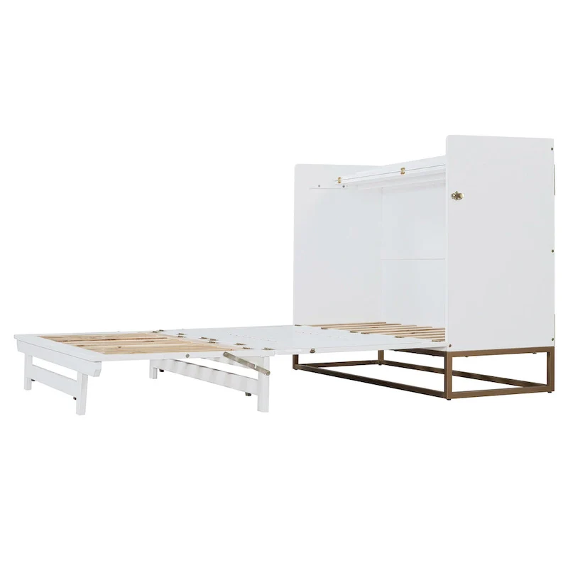 Queen Murphy Bed with Cabinet Design, Multi-Functional, 400lb Capacity