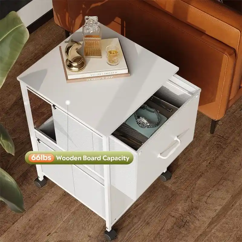 2 Drawer Mobile File Cabinet - 15.7D x 15.4W x 26.8H