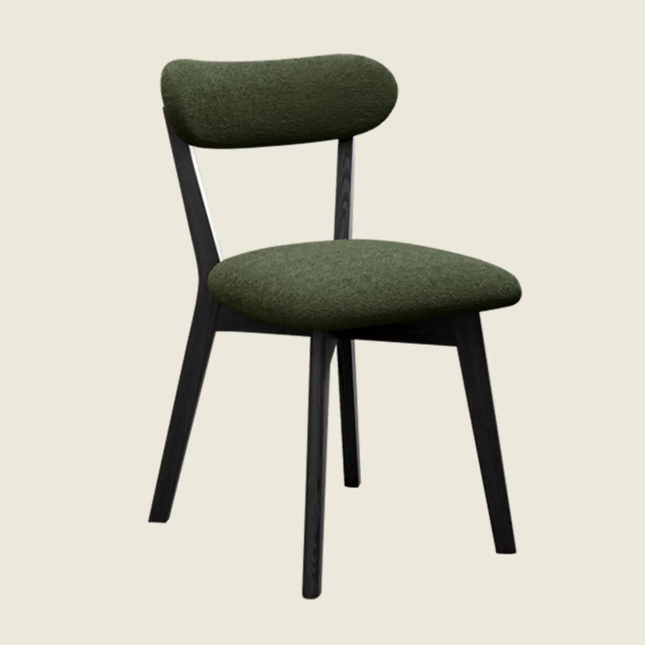 Walnut Wood Mid-Century Modern Upholstered Dining Chair