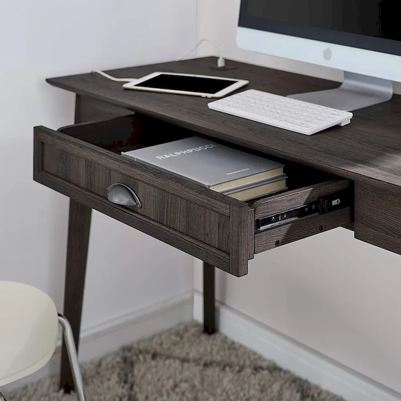 Caffoz Home Office Modern Writing Desk with Drawer and USB Hub