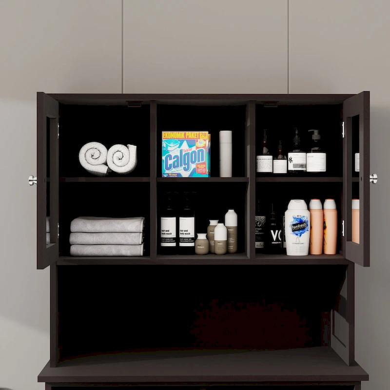 Two-Compartment Tilt-Out Dirty Laundry Basket Tall Bathroom Cabinet