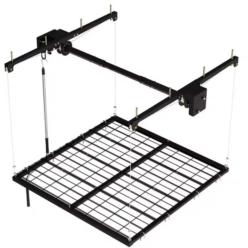 Overhead Garage Storage Rack  48x48, 350 lb Capacity, Manual Crank Lift, Adjustable Carbon Steel  Choose Color (White, Black)