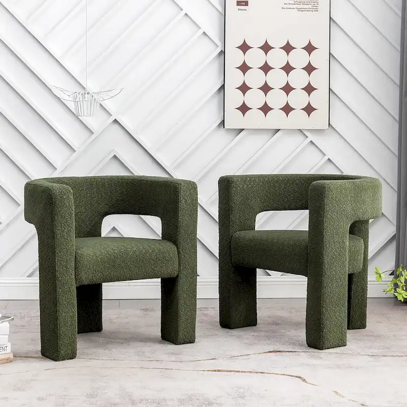 KINWELL 28   Wide Boucle Upholstered Square Armchair (Set of 2)