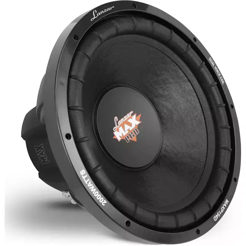 Lanzar MAXP154D 15'' Car Subwoofer Speaker - Black Non-Pressed Paper Cone