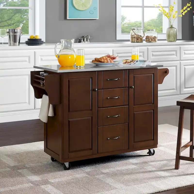 Crosley Eleanor Stainless Steel Top Kitchen Cart - 18d x 51.5w x 35.25h