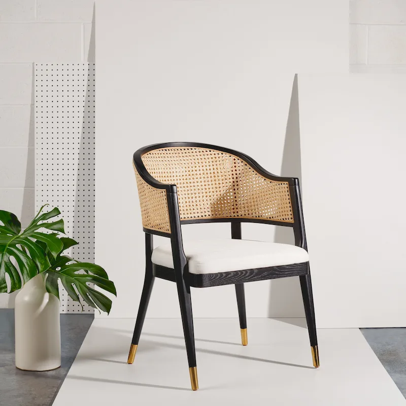 SAFAVIEH Couture Dominica Rattan Dining Chair - 23.4  W x 22.8  L x 33.6  H - 23 W x 23 D x 34 H