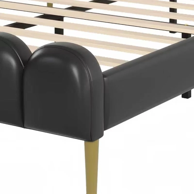 Christopher Knight Home - Leather Upholstered Bed with Headboard & Footboard, Solid Wood Slats & Legs, No Box Spring Needed