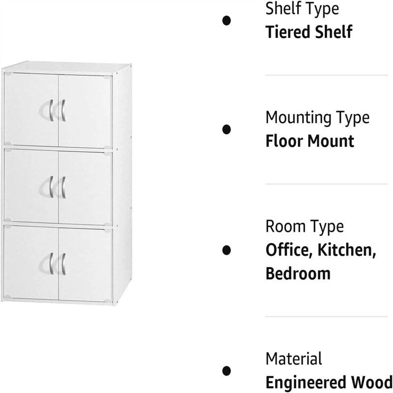 3-Shelf Bookcase Cabinet