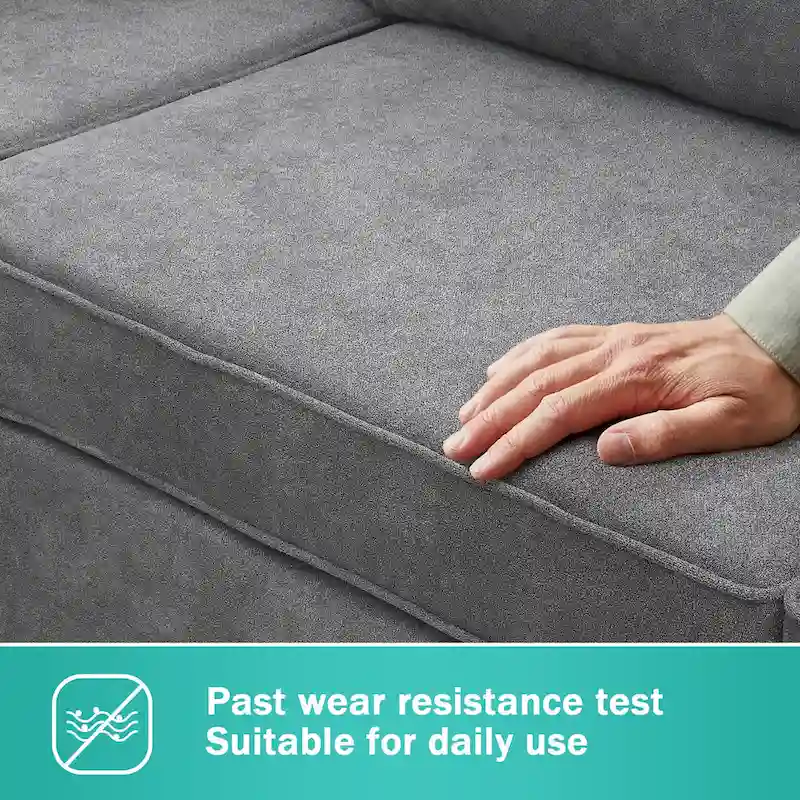 Modern Upholstered L-Shaped Sectional Sofa Couch with 3 Pillows