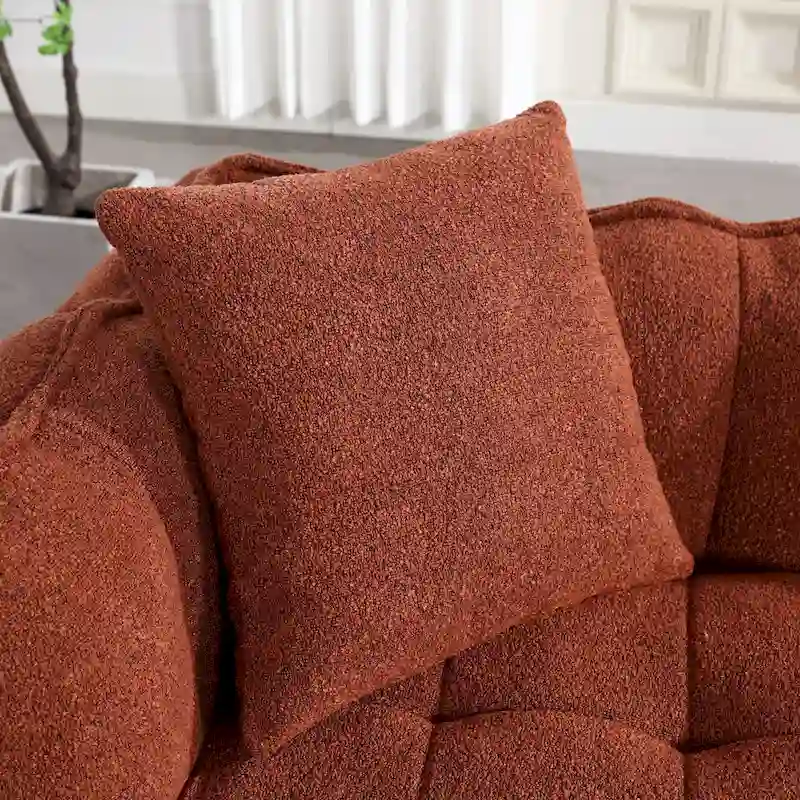 Modern 65-Inch Chenille Tufted Loveseat Accent Chair with High-Resilience Foam
