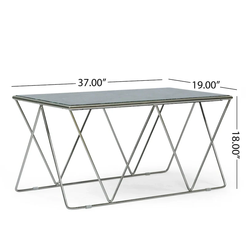 Sardis Modern Glam Handcrafted Marble Top Coffee Table by Christopher Knight Home - 37.00 L x 19.00 W x 18.00 H