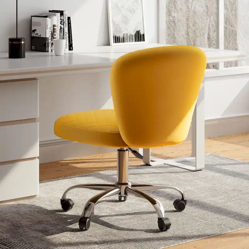 Blue/Grey/Pink/Beige Velvet Armless Swivel Office Chair, 1-Person
