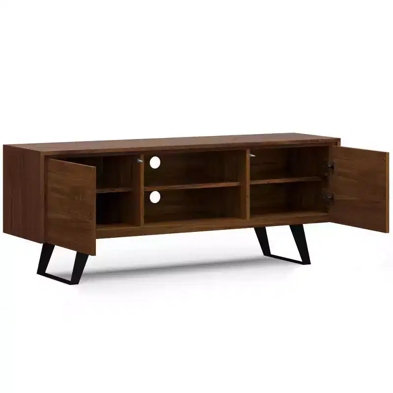 Mitchell TV Stand: Sturdy Metal Legs, Media Storage, Cord Management - WyndenHall