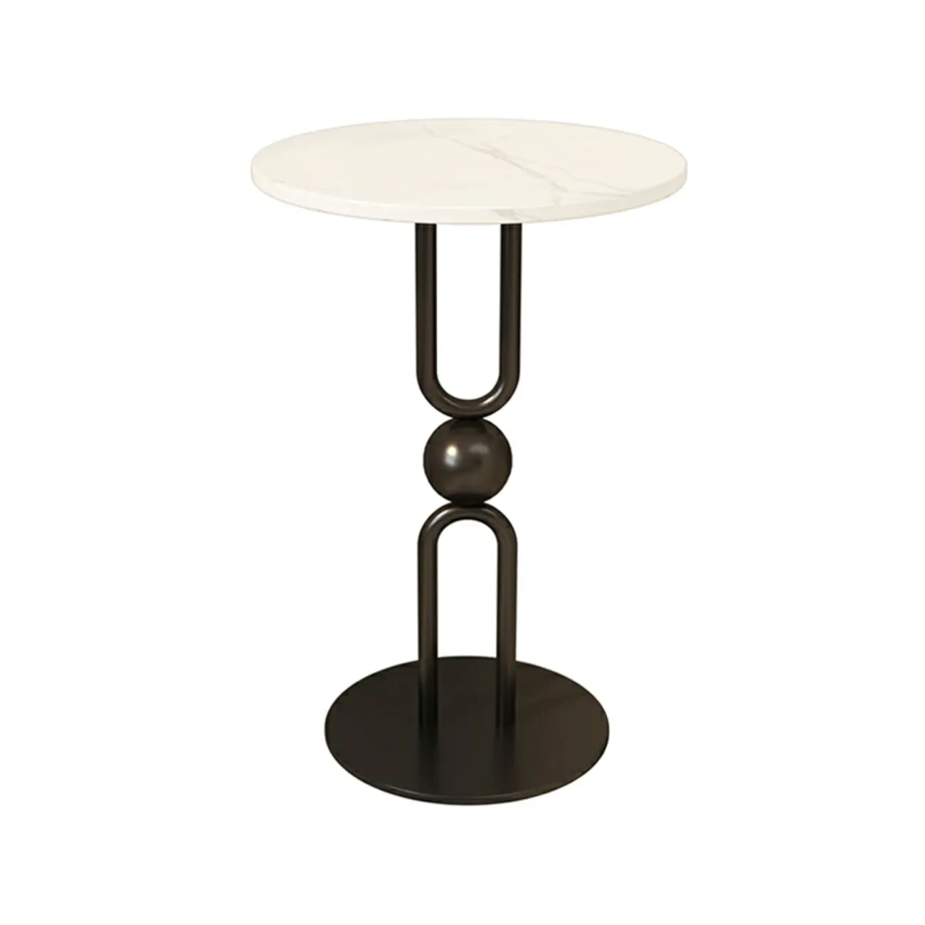Living Room Glossy Black Metal Round Side Table