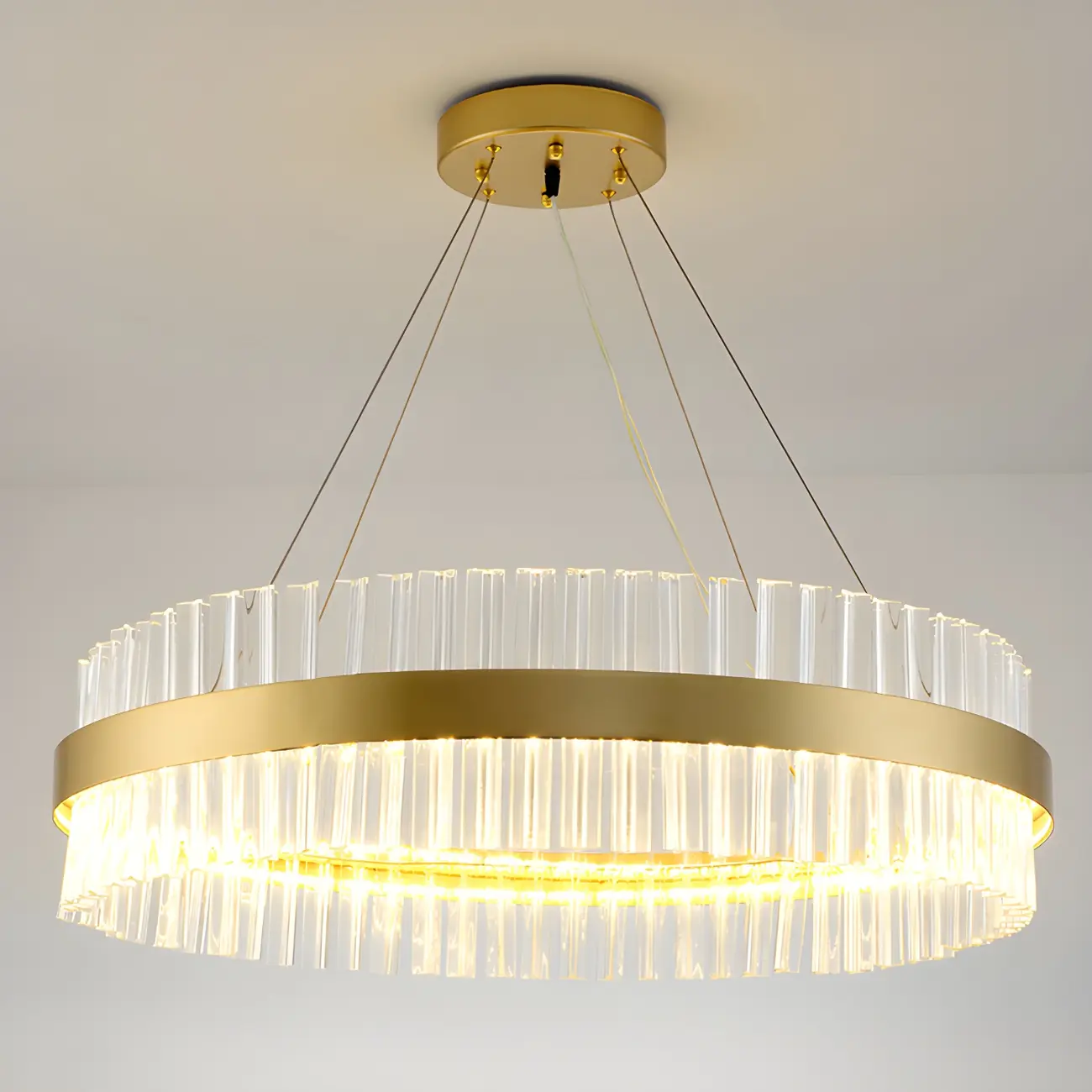 Modern Brass Round Crystal Island Chandelier