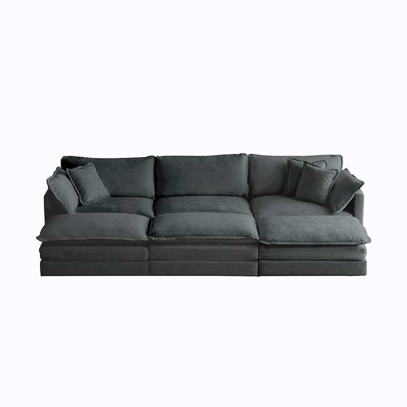 Deep Seat Reversible Modular 6 Seater U-Shaped Sectional Sofa 3 with Ottomans