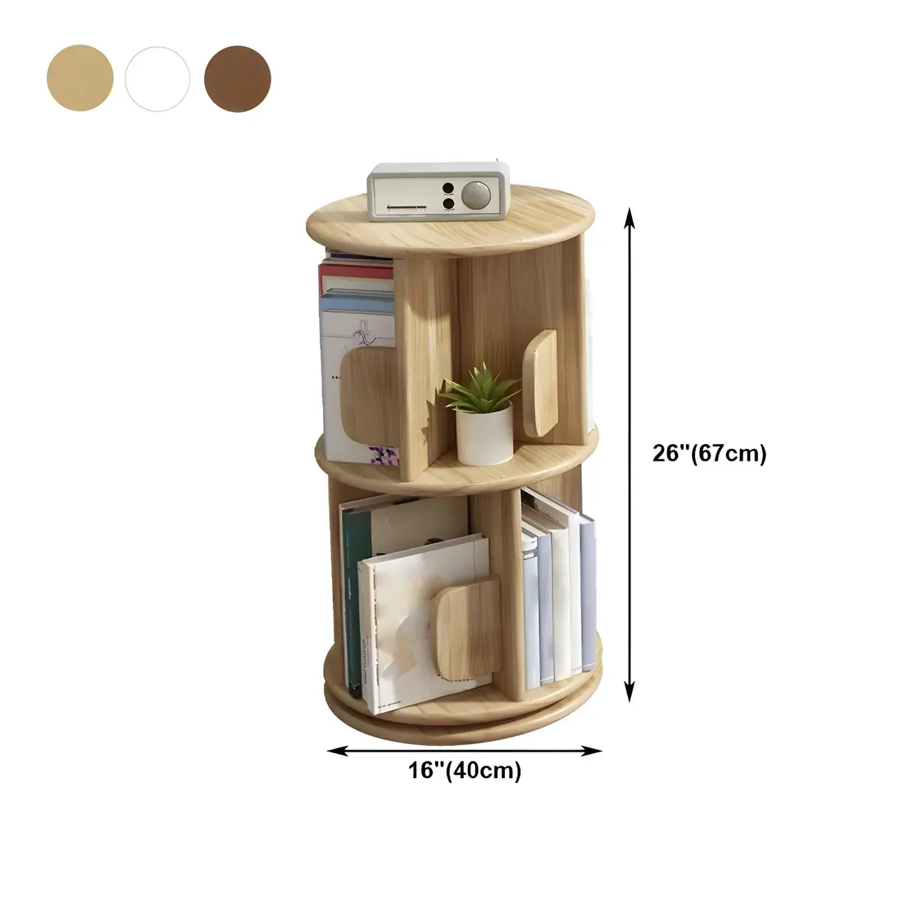 Rotatable Modern Solid Wood Geometric Display Bookcase