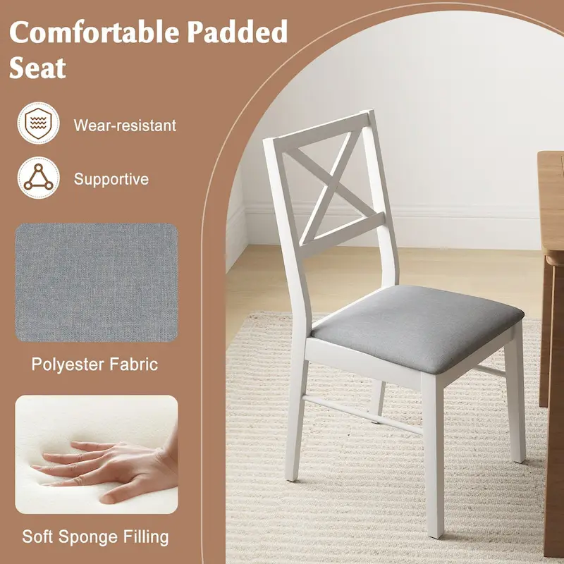 Dining Chairs Set of 4 Upholstered Kitchen Side Chairs w/ Rubber