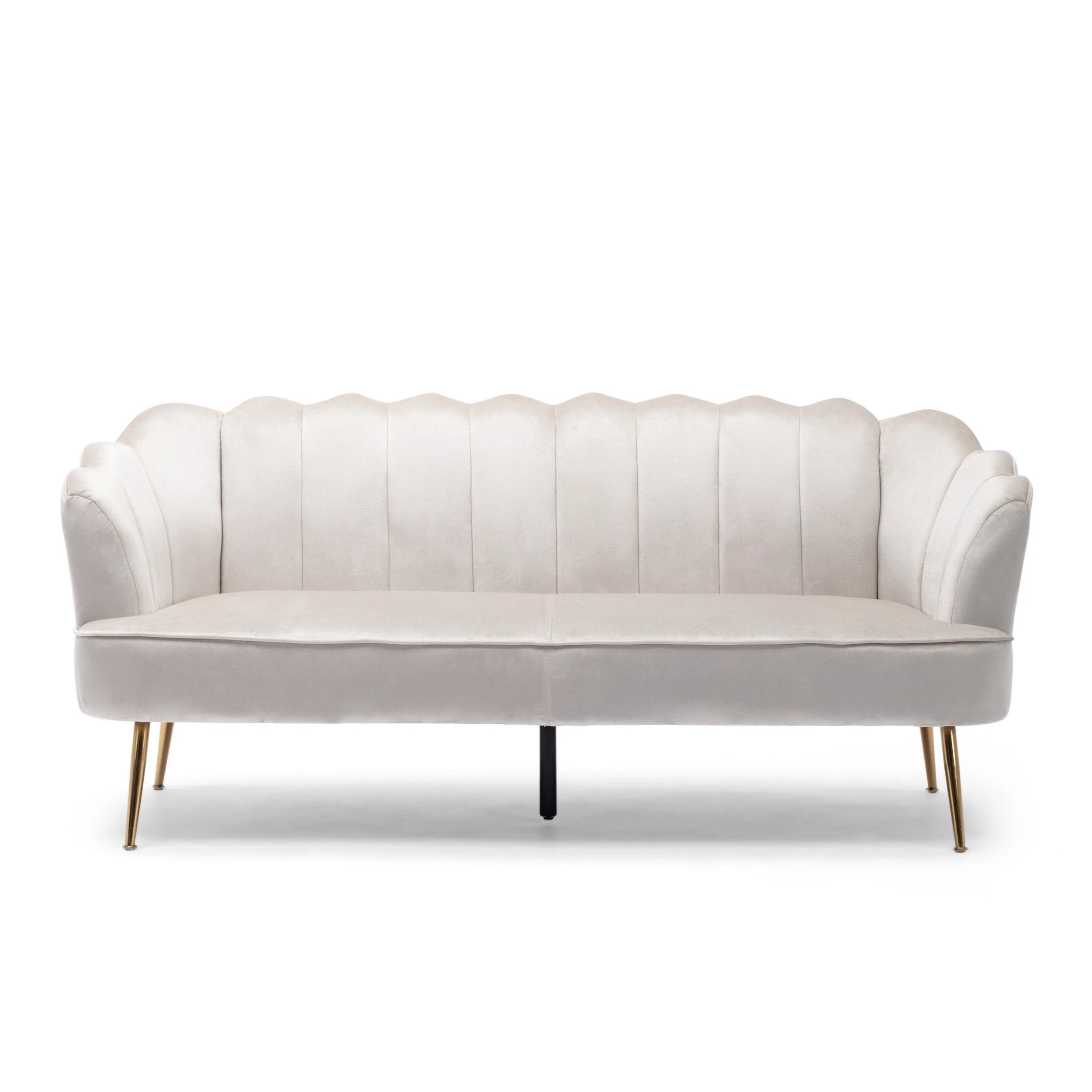 Modern Glam Velvet Channel Stitch 3 Seater Shell Sofa - NH378413
