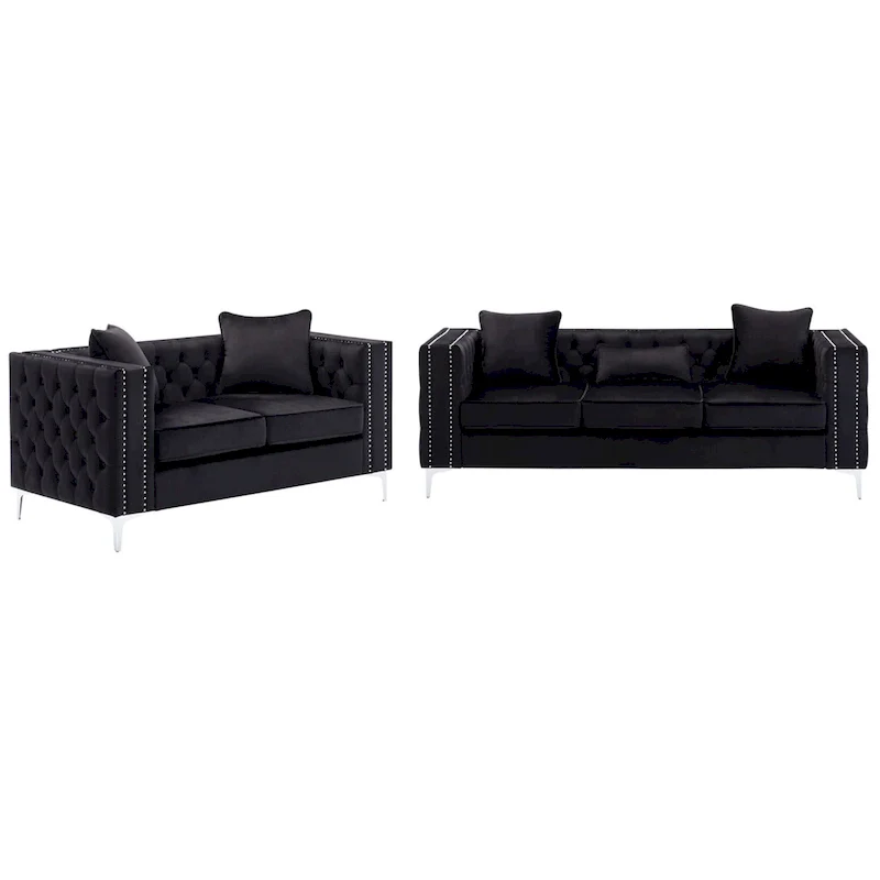 Velvet Fabric Sofa Loveseat Living Room